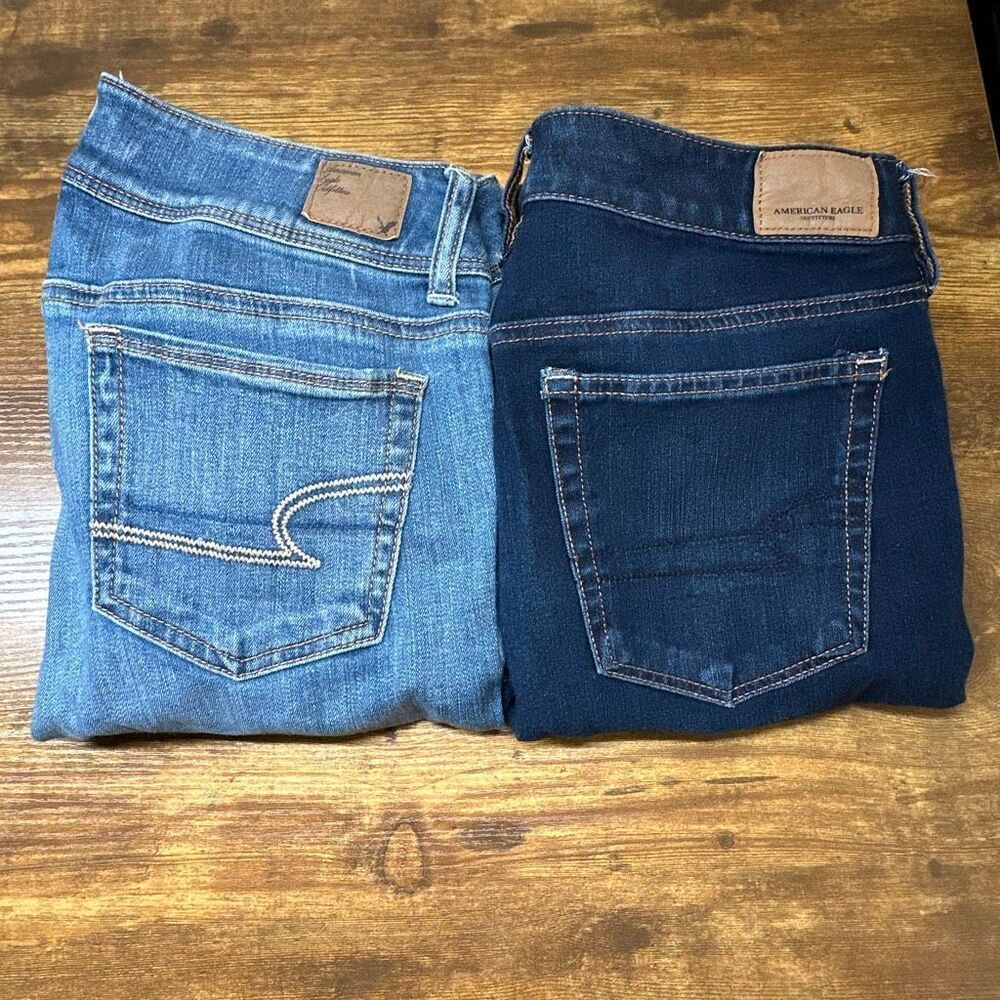 American Eagle Jeans Bundle Women’s 10 Denim Hi Rise Jegging Skinny Set of 2 Pai